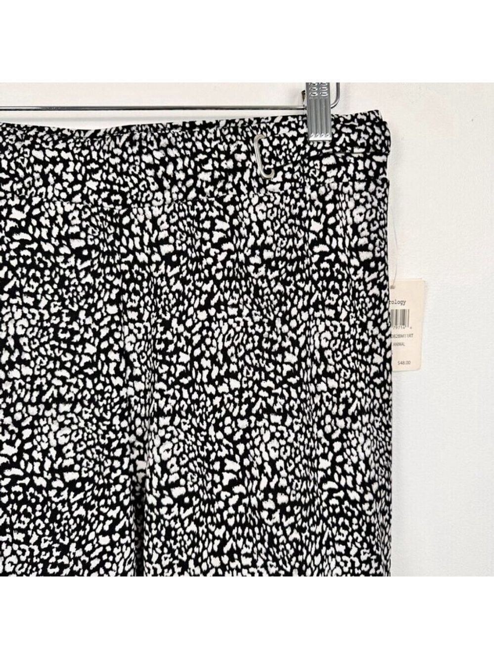 Retrology Wide Leg Cropped Pants Women's Sz Small Black White Leopard Print - Picture 2 of 12